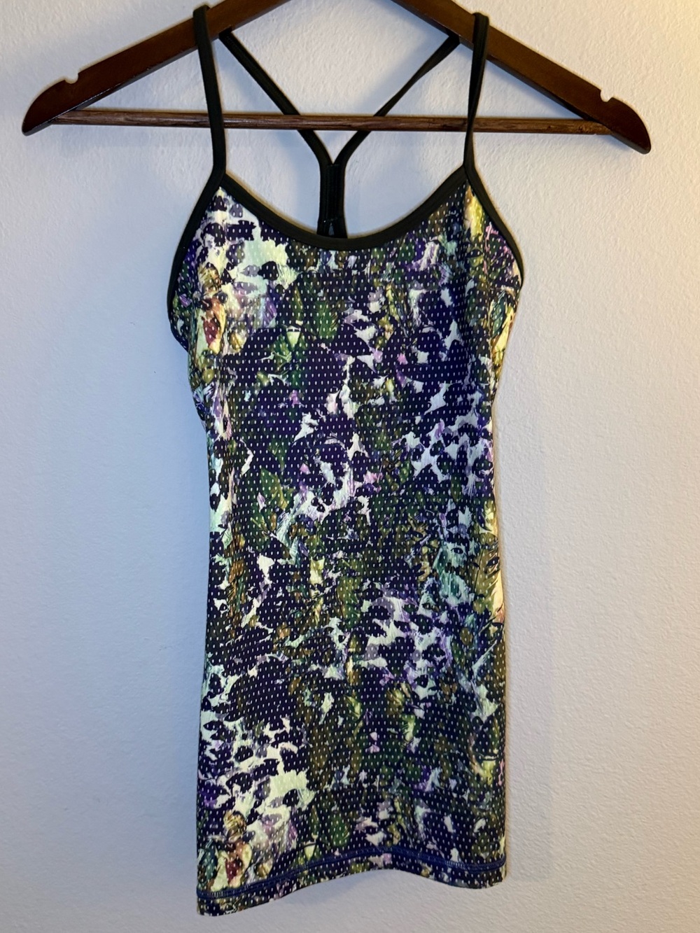 lululemon athletica Floral Print Mesh Tank Top in Purple, Green, Yellow
